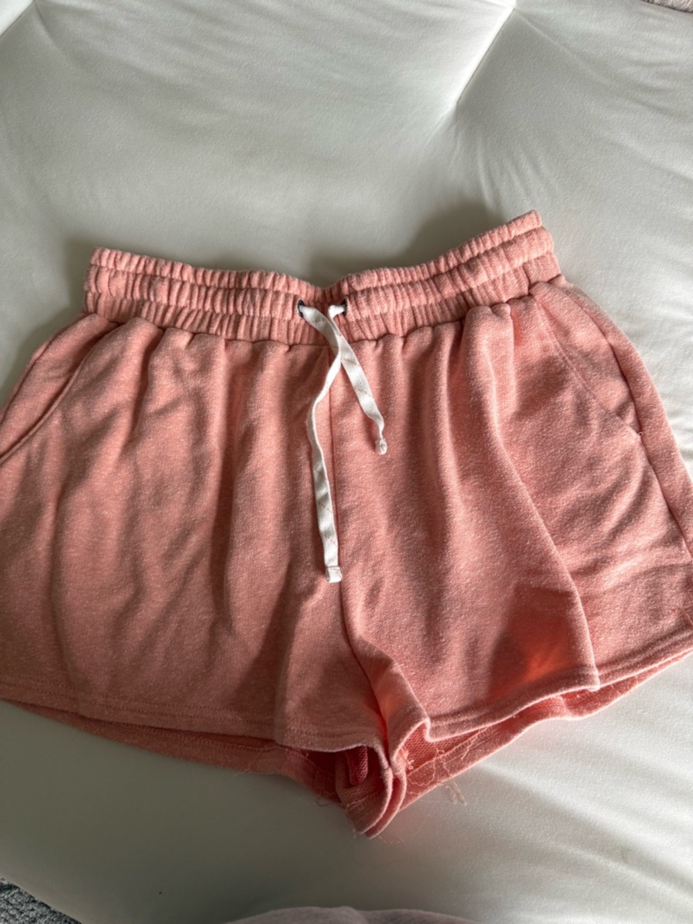 Cozy Terry Cloth Coral Women's Shorts with Drawstring